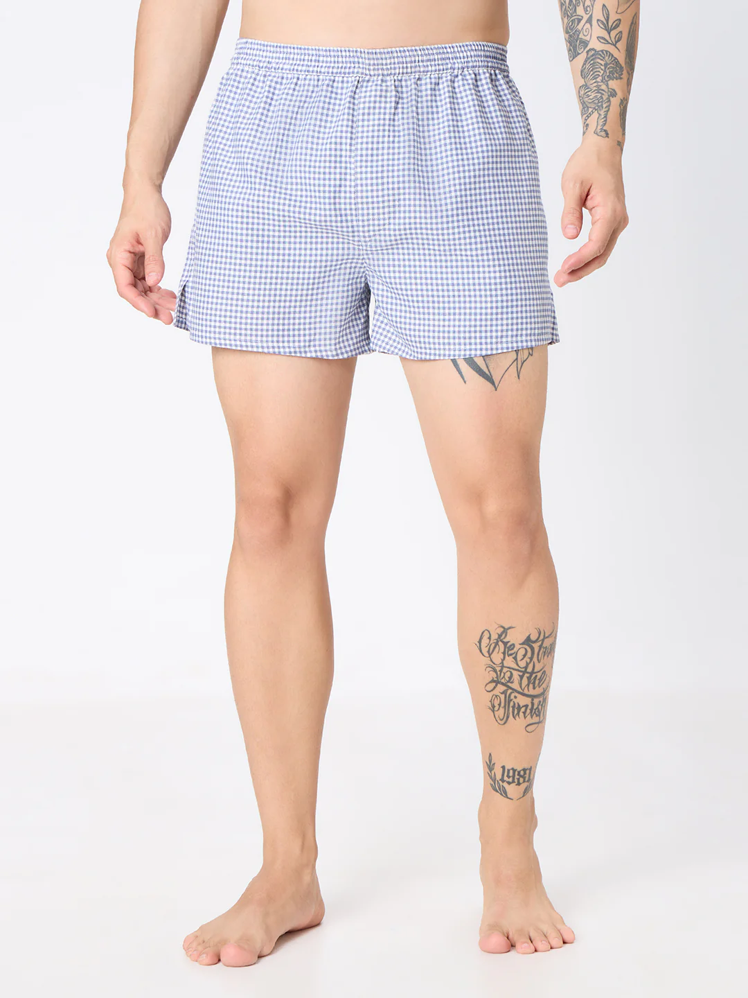 Aegean Blue Checks & White Striped Boxers - Image 3