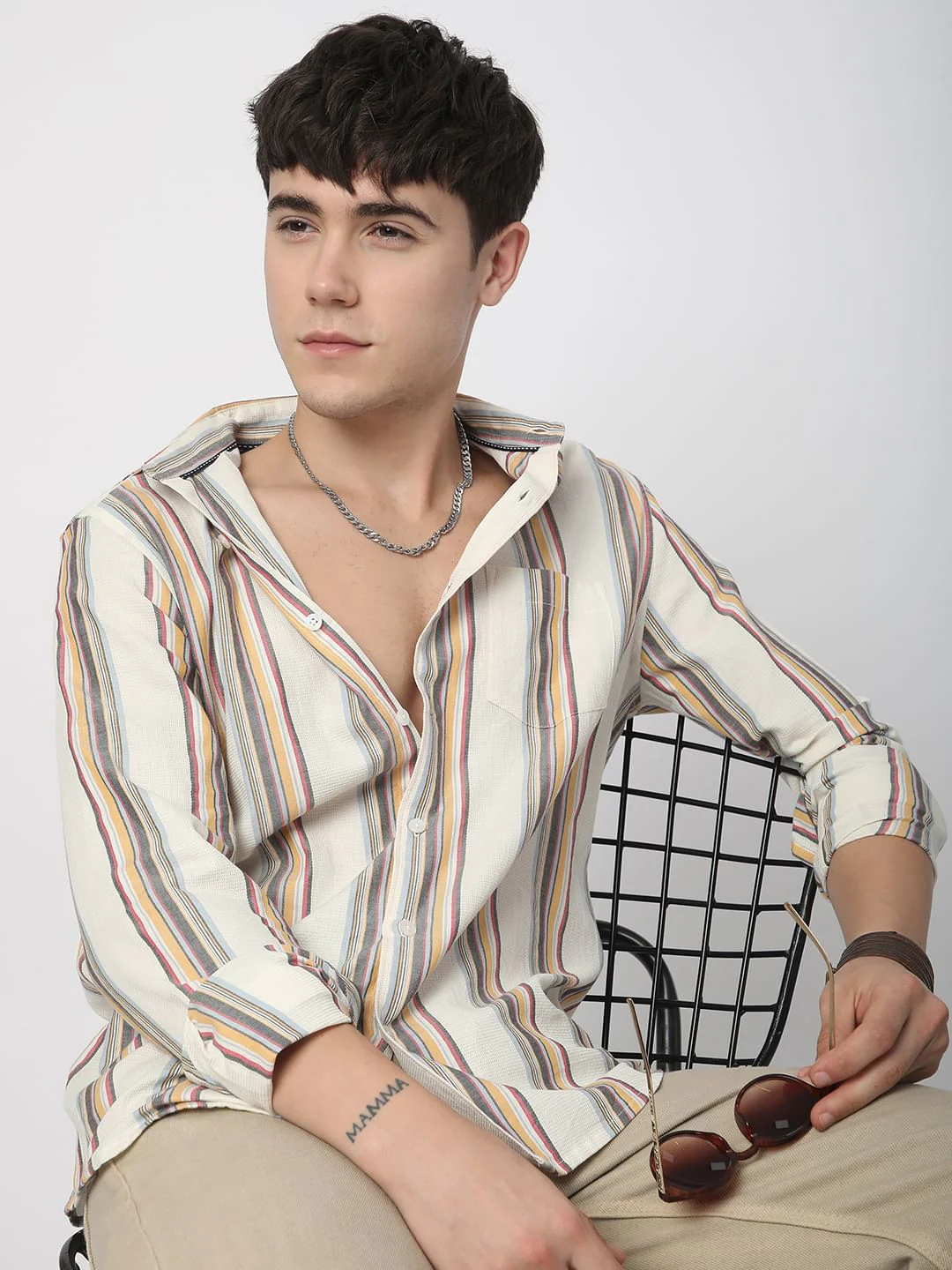 Alluring White Line Striped Shirt