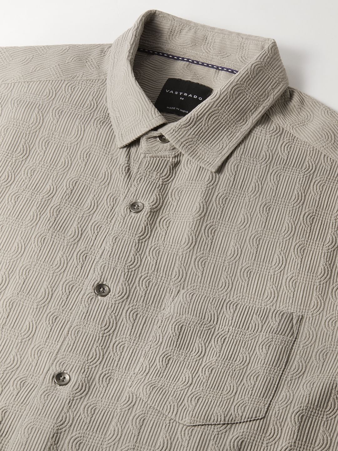 Arched Hazelnut Beige Textured Shirt - Image 3