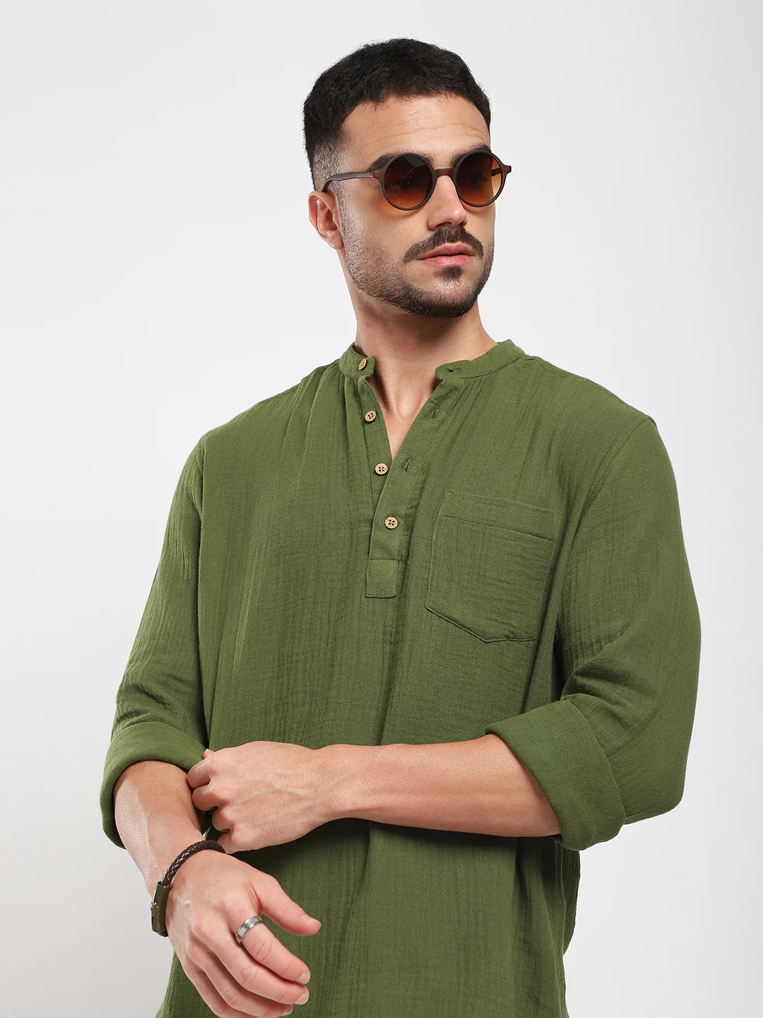 Autumn Olive Double Cloth Kurta - Image 2