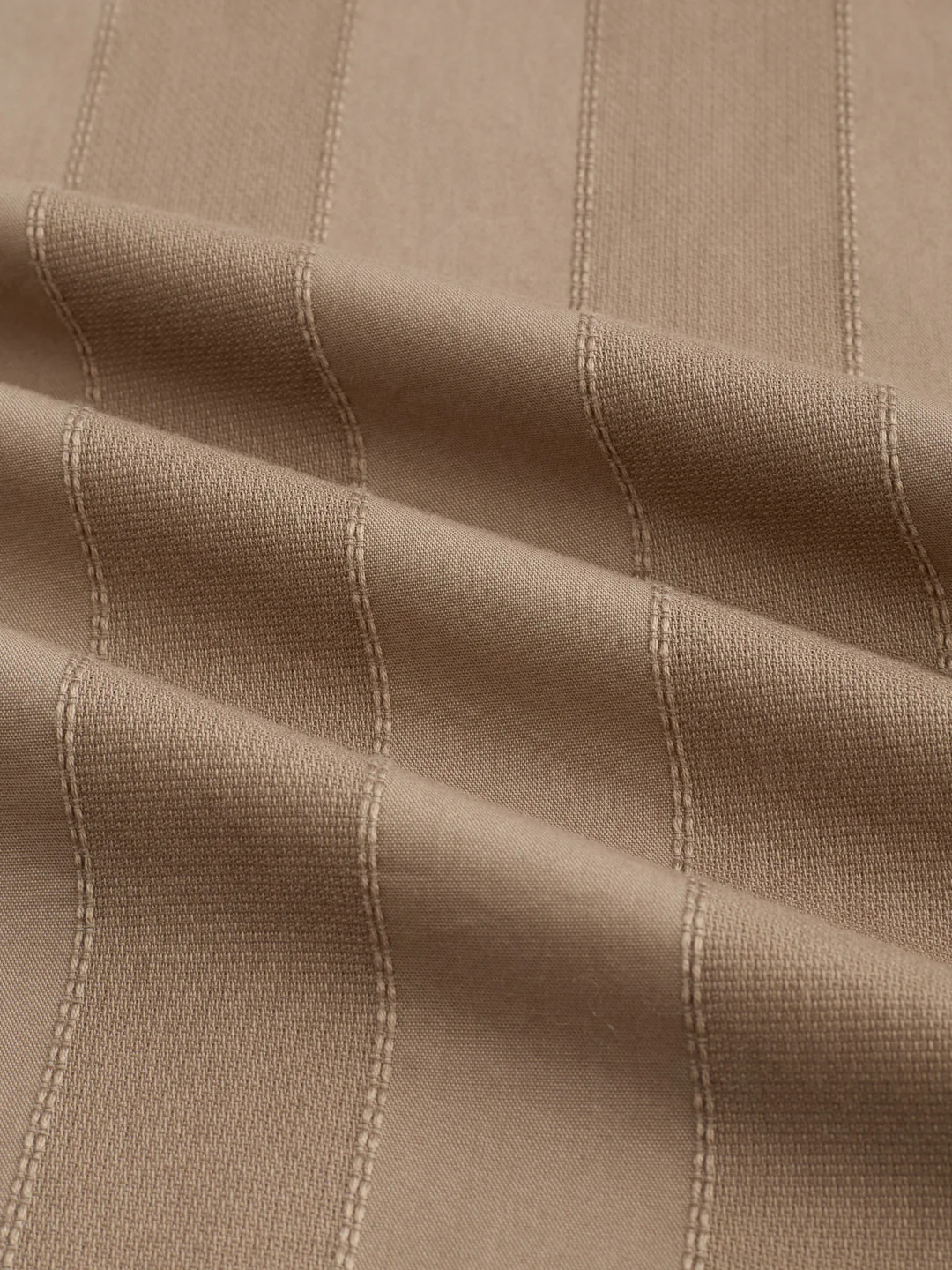 Bark Brown Panel Textured Stand Collar Oversized Shirt - Image 3