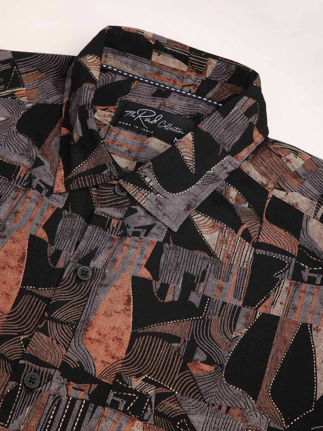 Black Fusion Hues Linear Foil Printed Shirt - Image 3