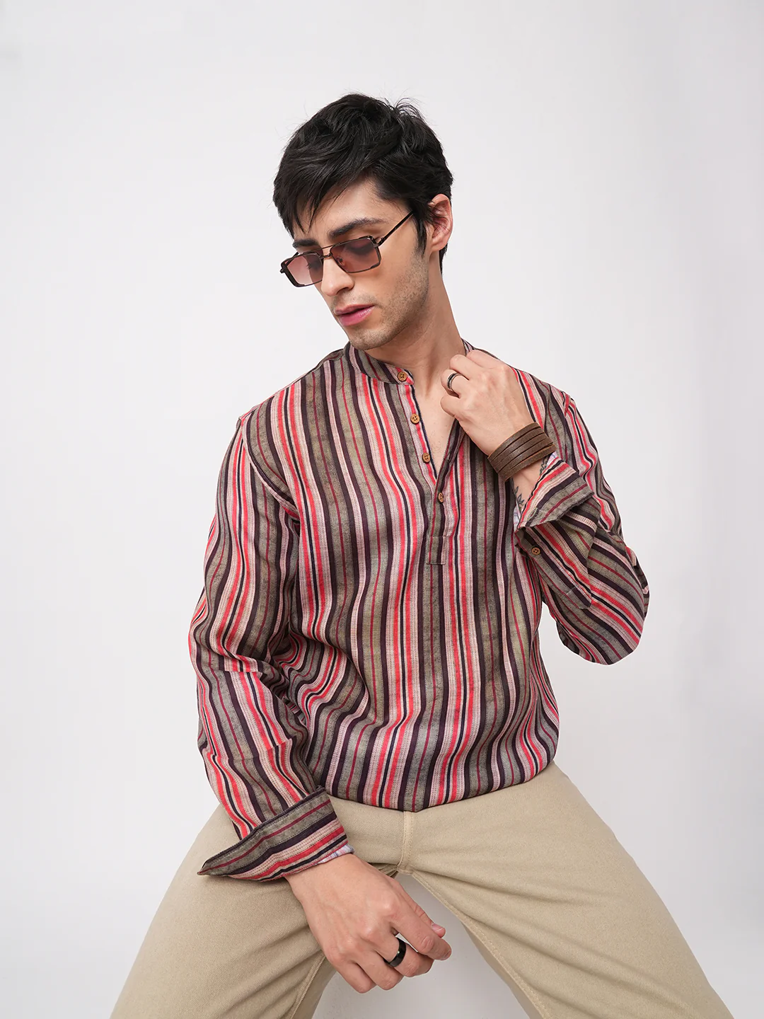 Contemporary Striped Multicolour Kurta - Image 2