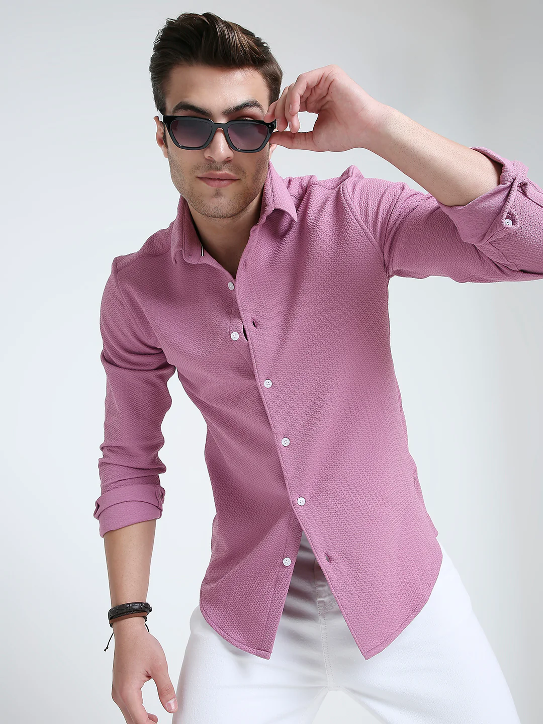 Dusty Rose Pink Textured Shirt