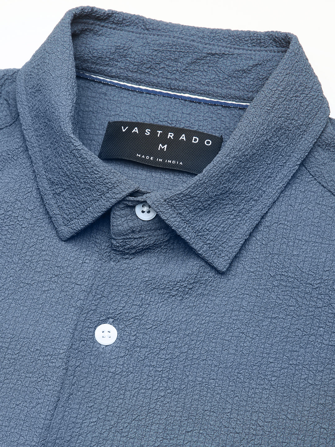 Elegant Prussian Blue Creased Shirt - Image 7