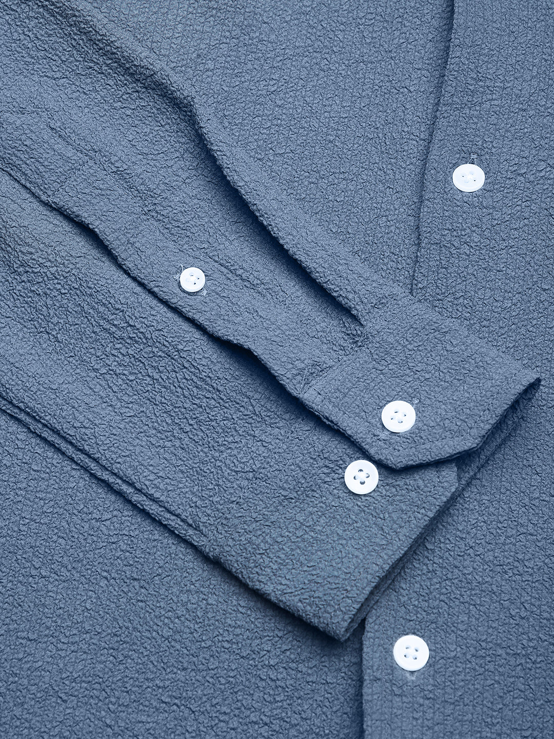 Elegant Prussian Blue Creased Shirt - Image 8