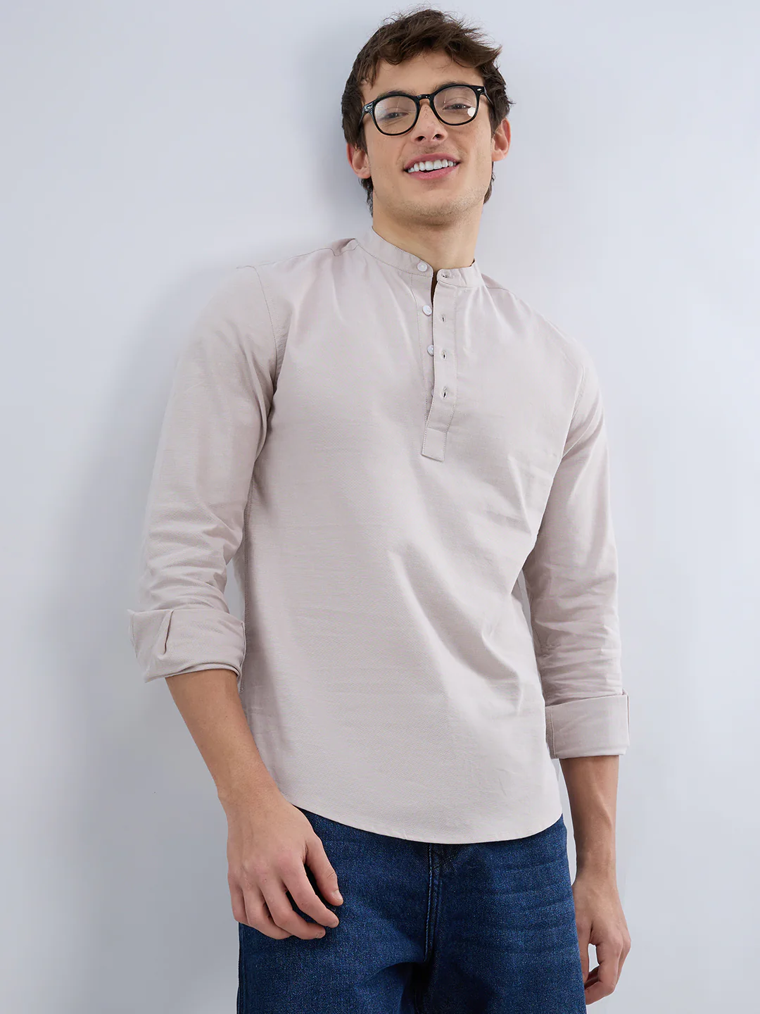Elegant Sand Beige Oxford Everyday Kurta