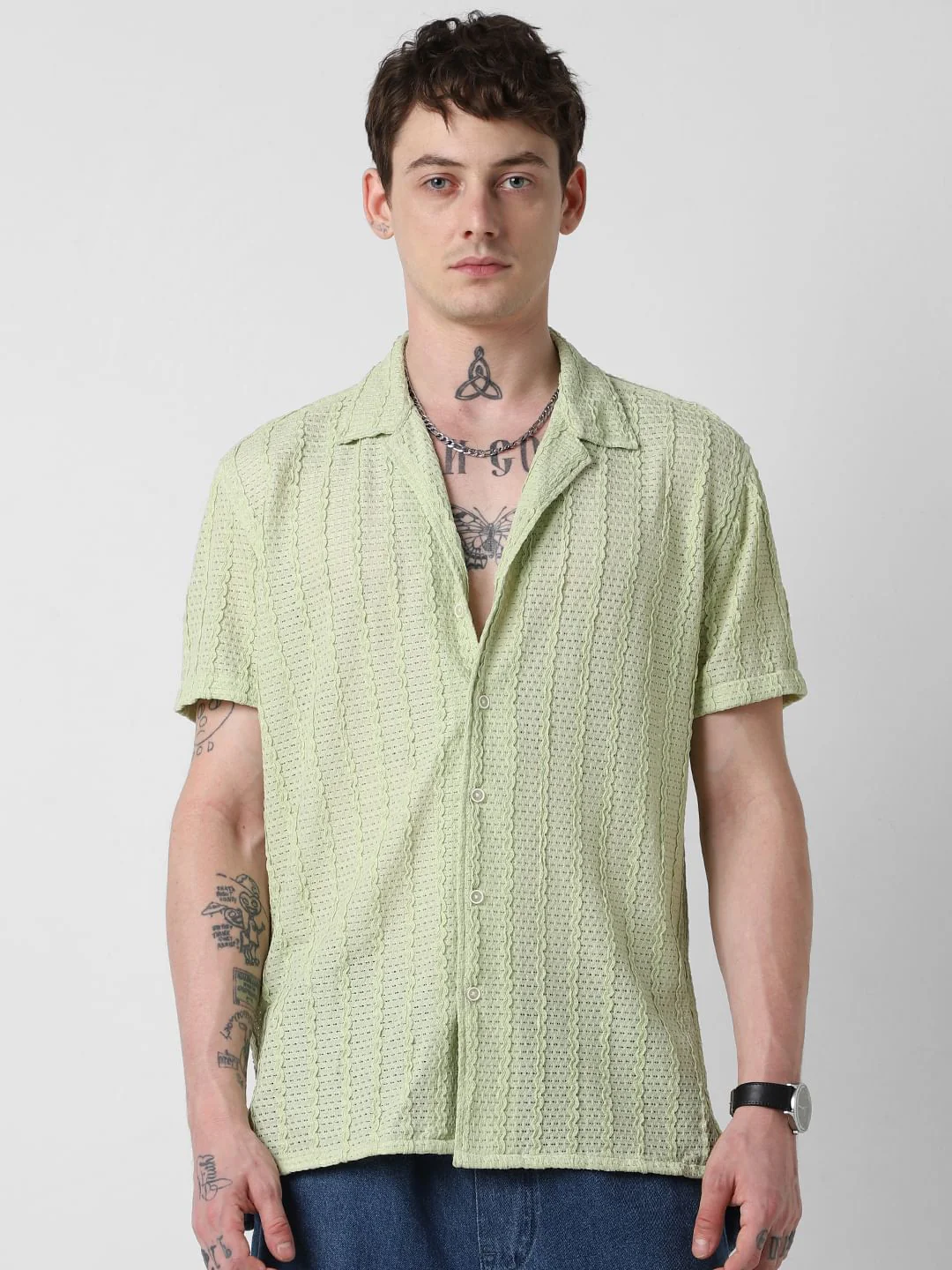 Exquisite AeroMesh Sage Green Oversized Shirt - Image 4