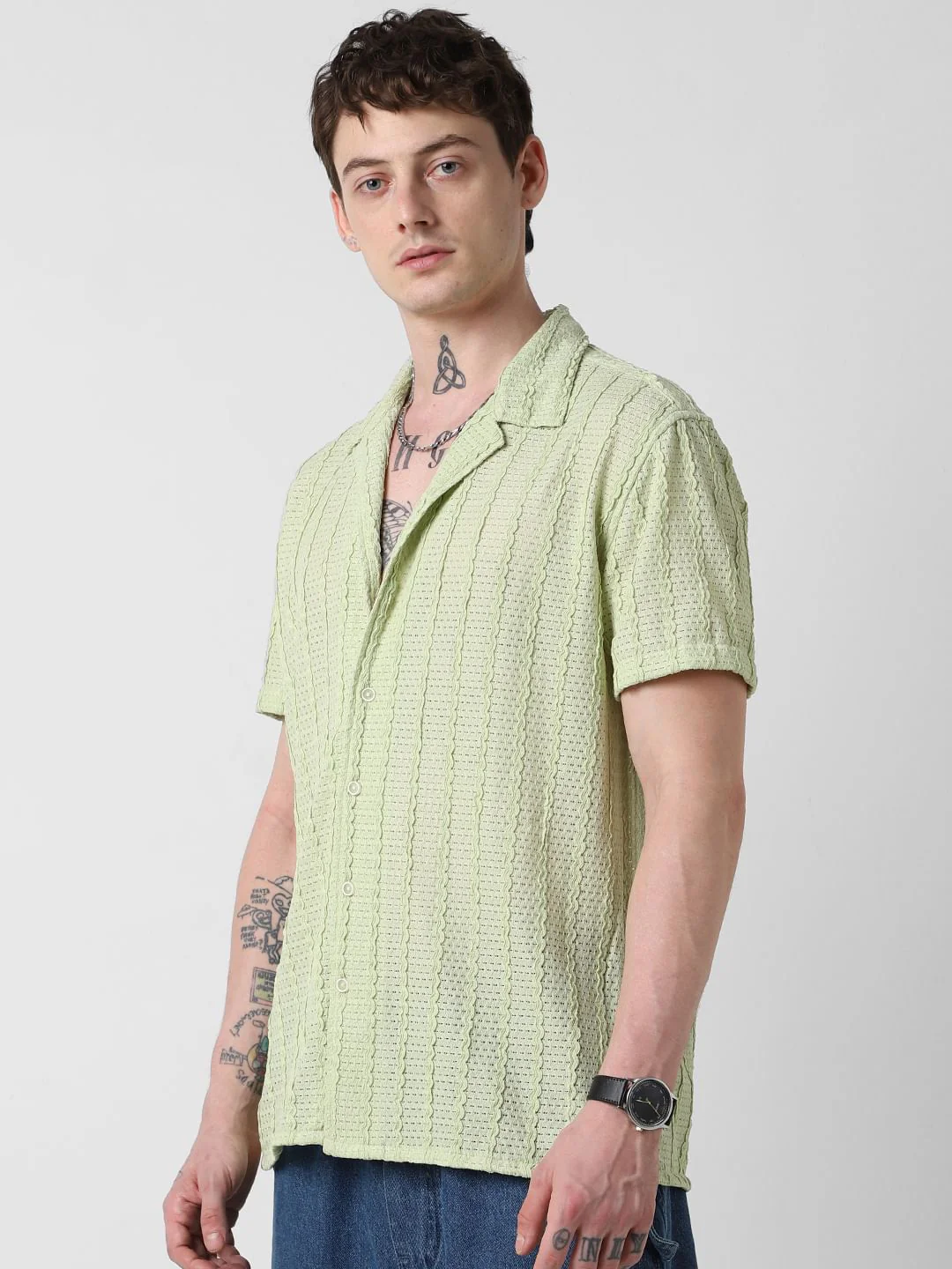 Exquisite AeroMesh Sage Green Oversized Shirt - Image 5