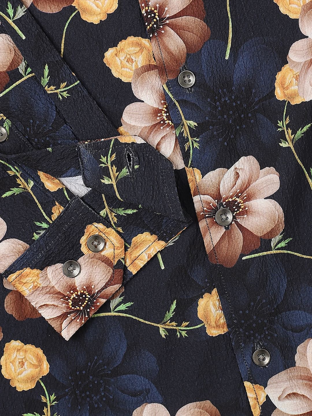 Exquisite Navy Floret Crushed Shirt - Image 9