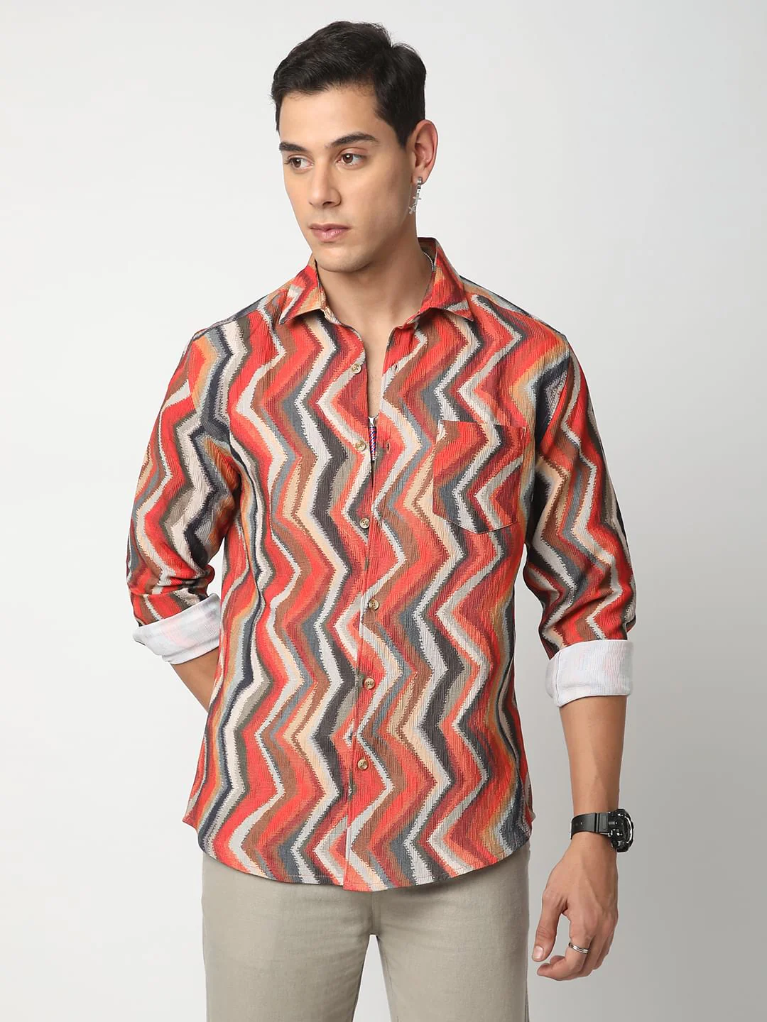 Fiery Zig-Zag Textured Shirt - Image 4