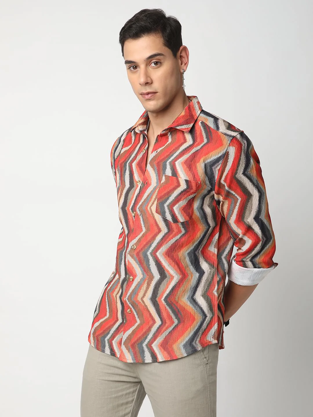 Fiery Zig-Zag Textured Shirt - Image 5