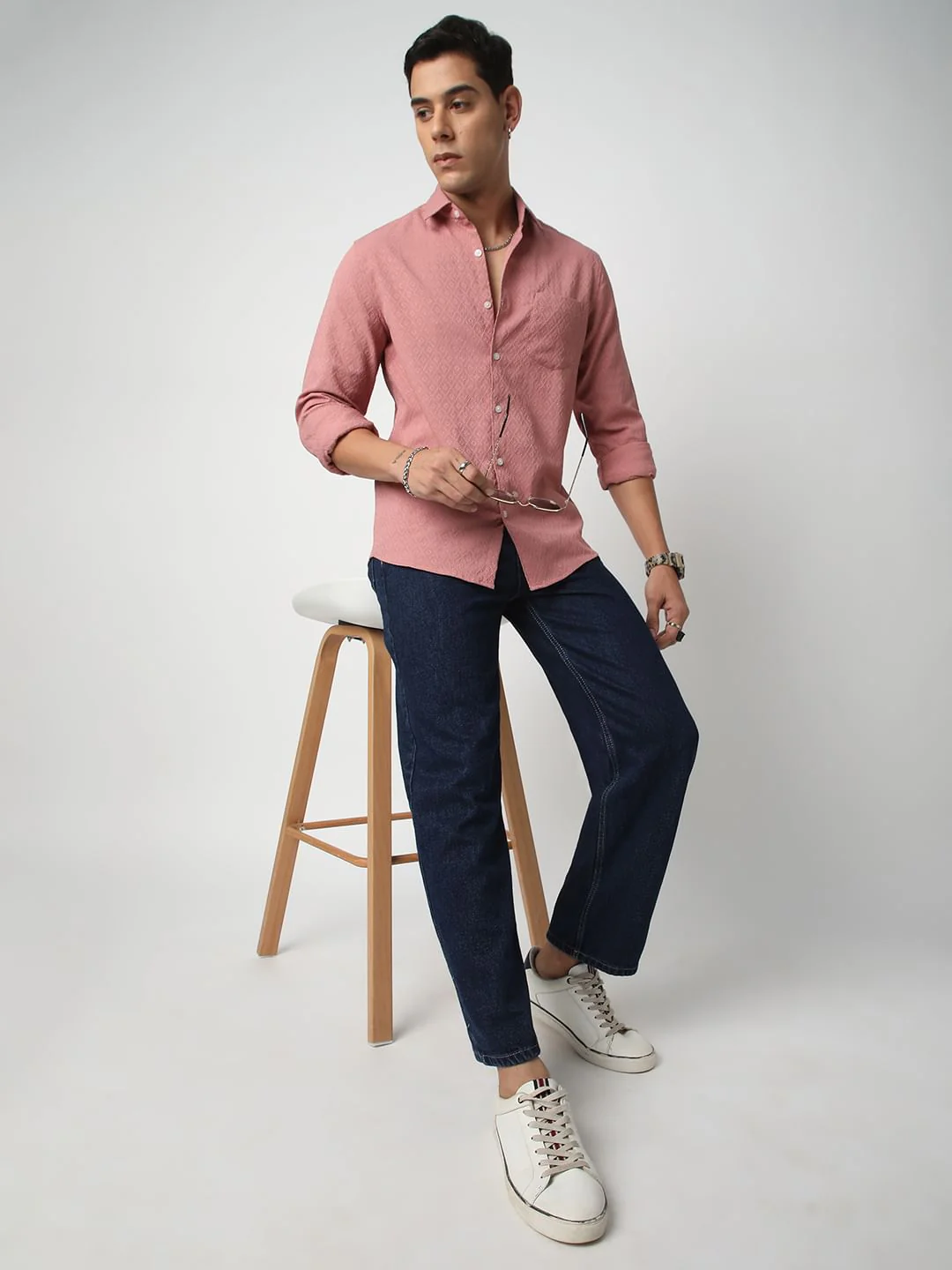 Georgia Peach Diamond Jacquard Shirt - Image 7