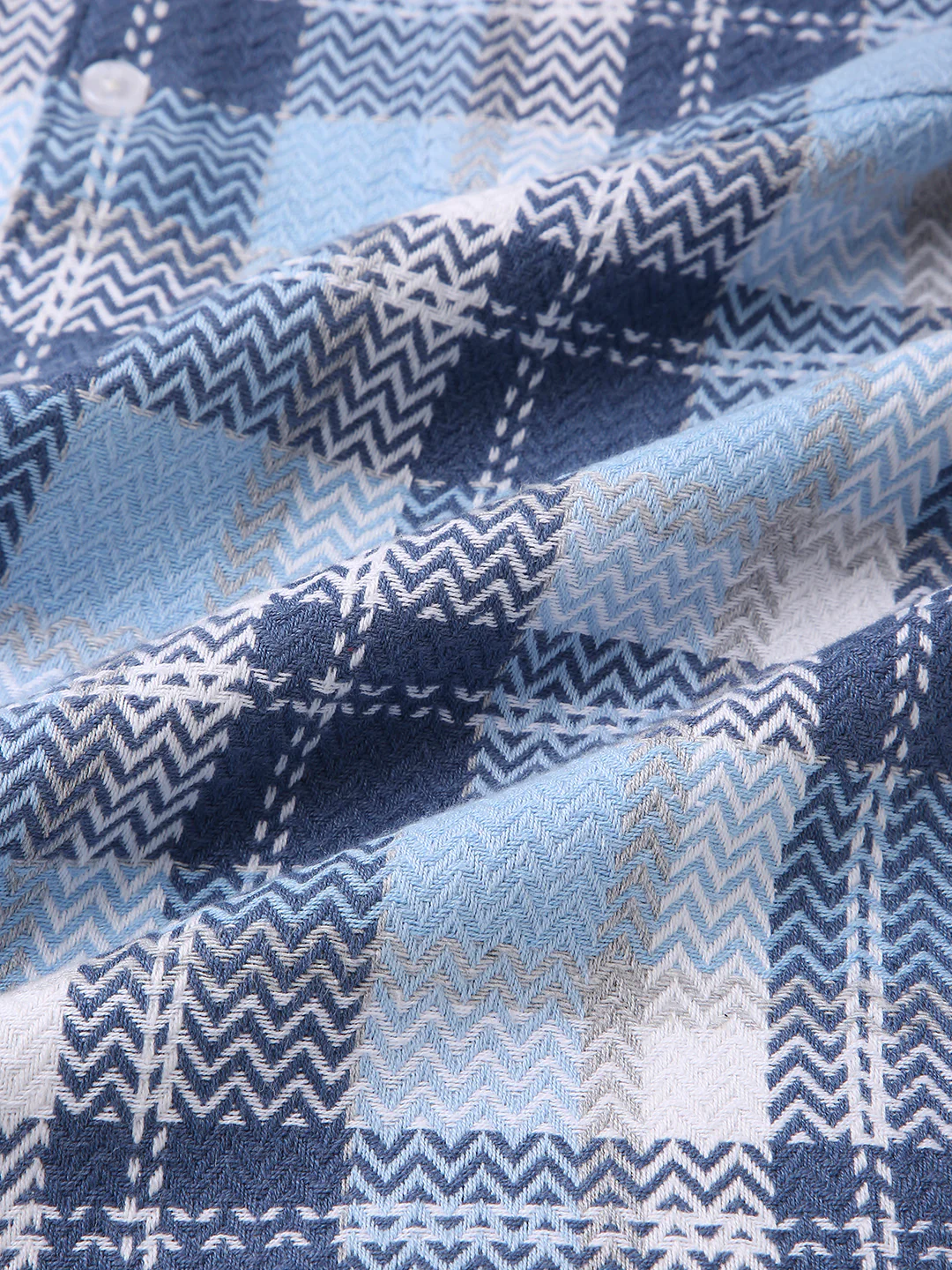 Icy Grid Winter Weave Zig-Zag Plaid Shirt - Image 9