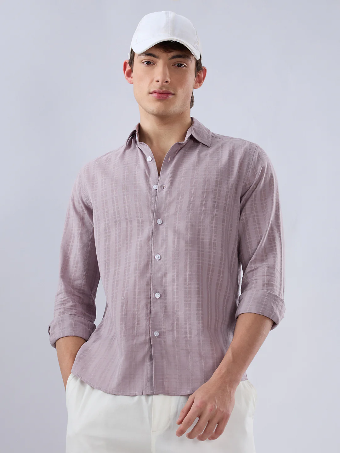 Lilac Luster Textured Sheer Checks Shirt - Image 2