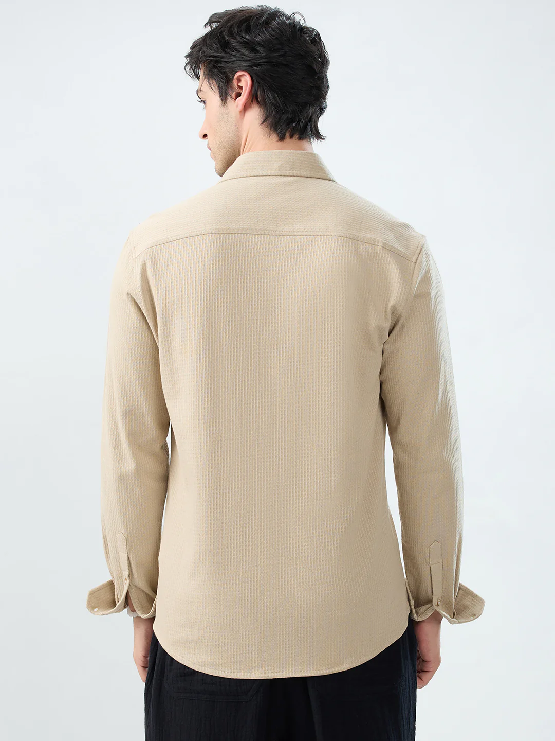 Mist Beige Jacquard Knit Everyday Shirt - Image 6