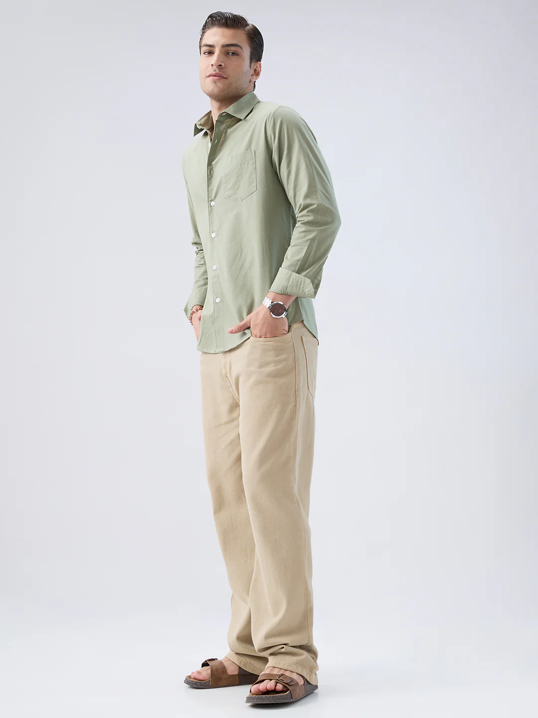 Misty Olive Slub Weave Everyday Shirt - Image 8