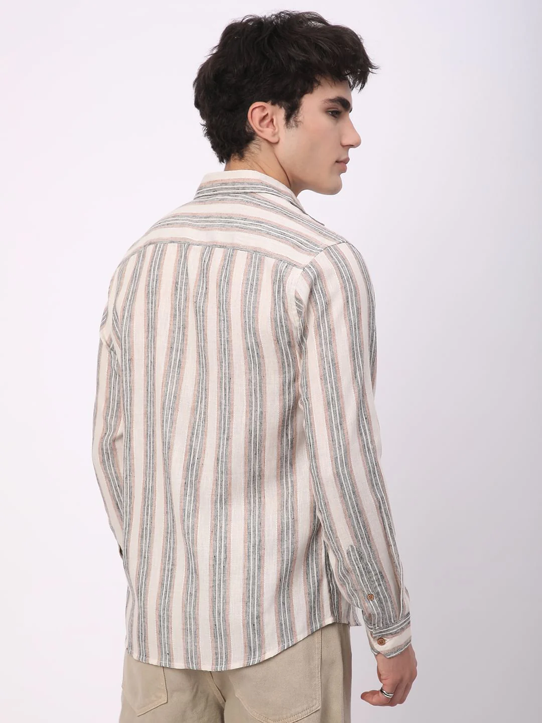 Multicolour Ticking Stripe Linen Shirt - Image 7