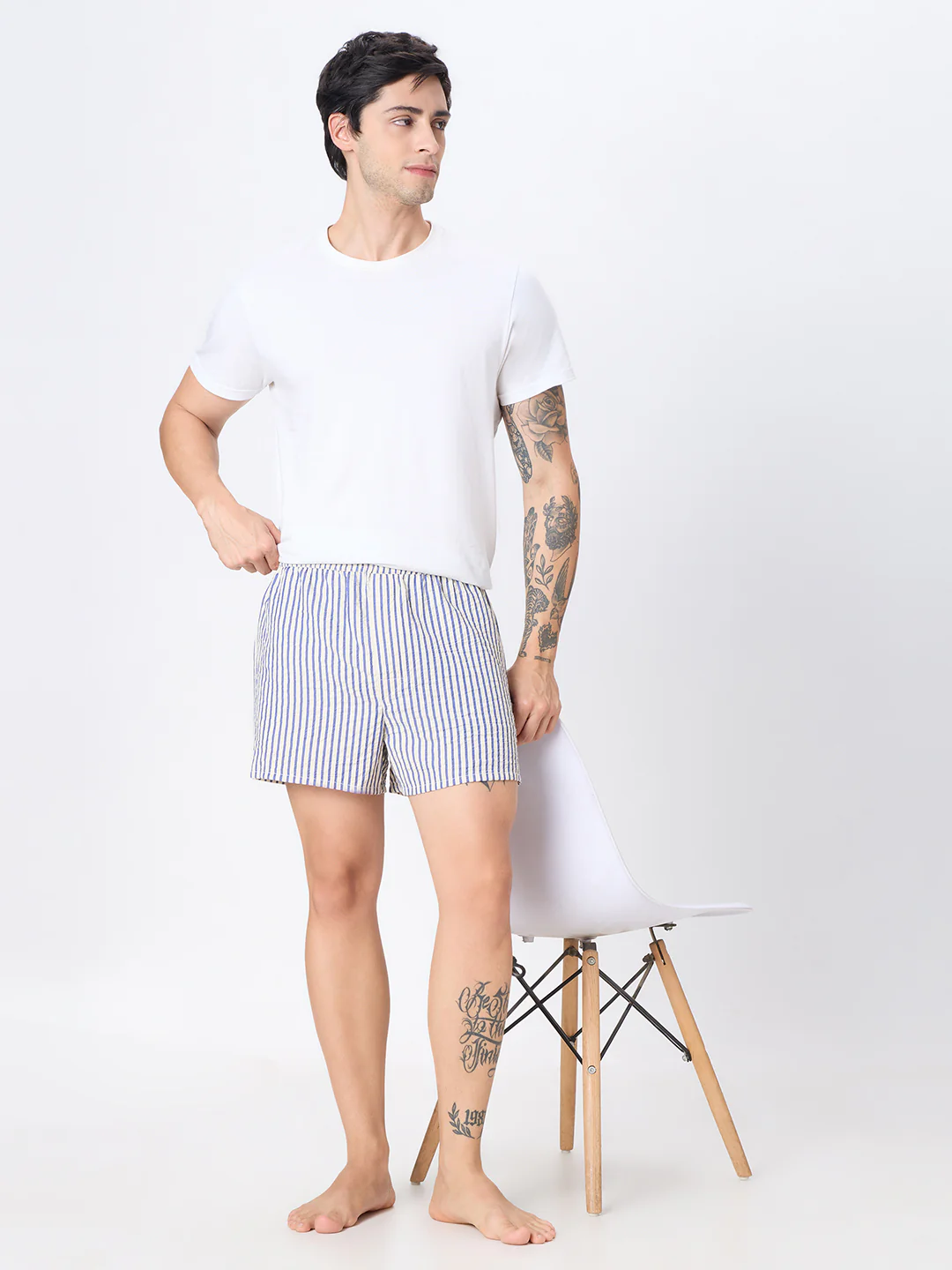 Navy Stripes & Brown Checks Boxers - Image 8