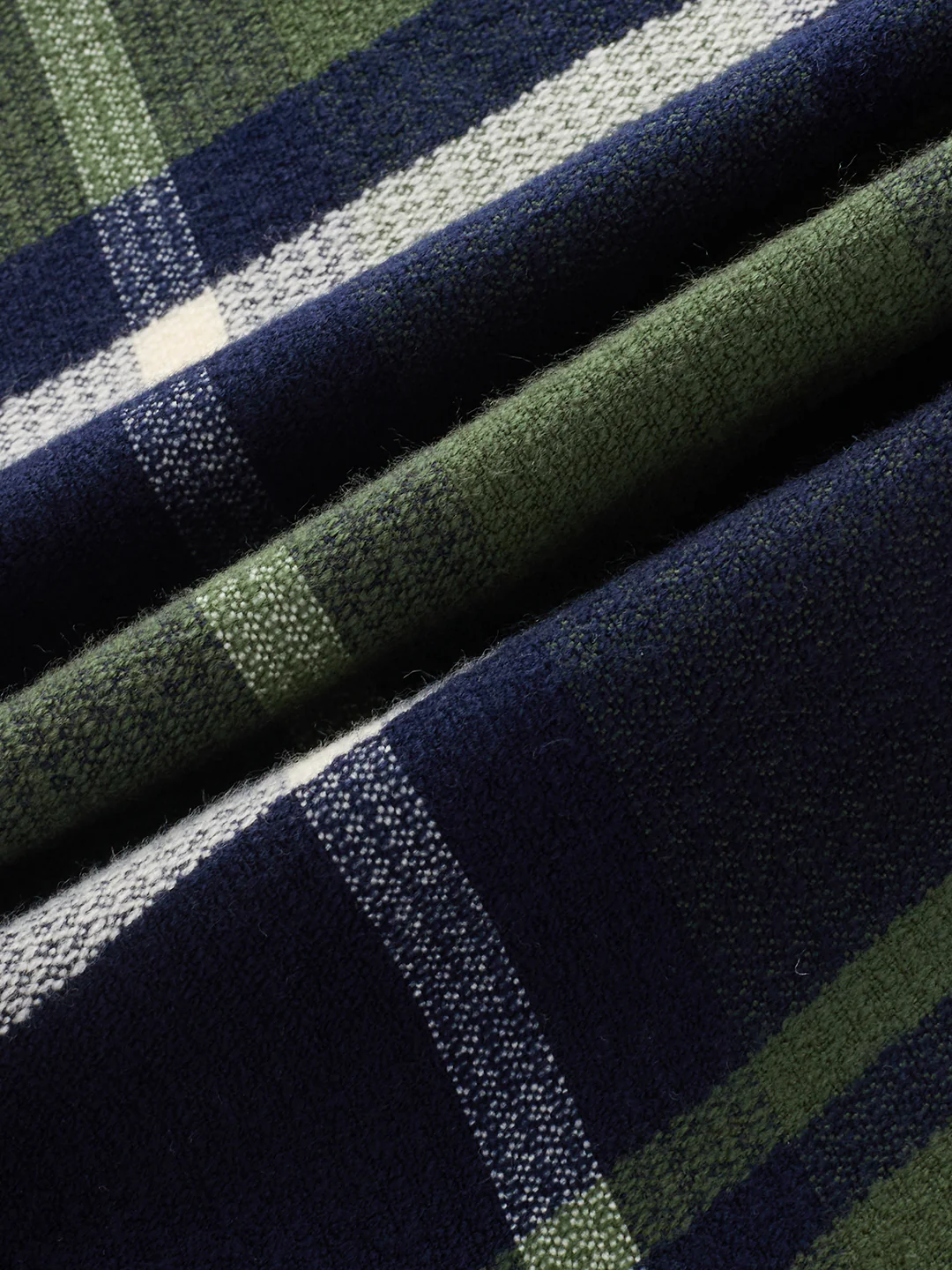 Olive & Navy Checked Boxy Fit Crop Flannel Shirt - Image 8
