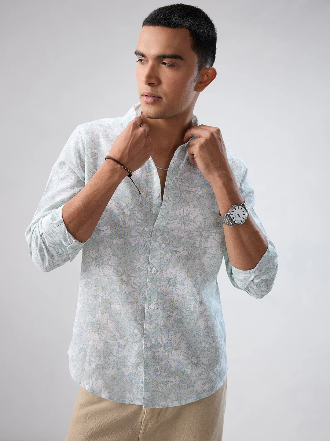 Pastel Green Floral Bloom Shirt - Image 5