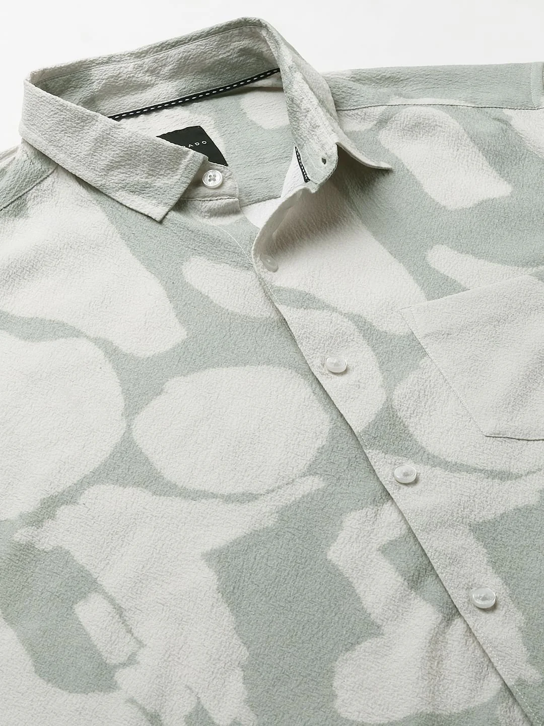Pastel Mint Abstract Printed Crushed Shirt - Image 3