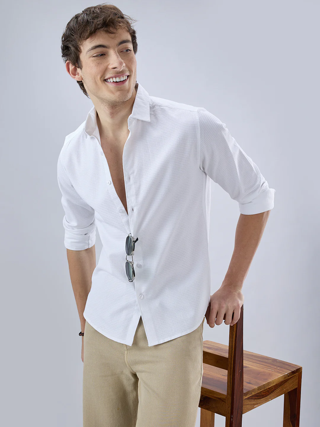 Pearl White Textured Shirt