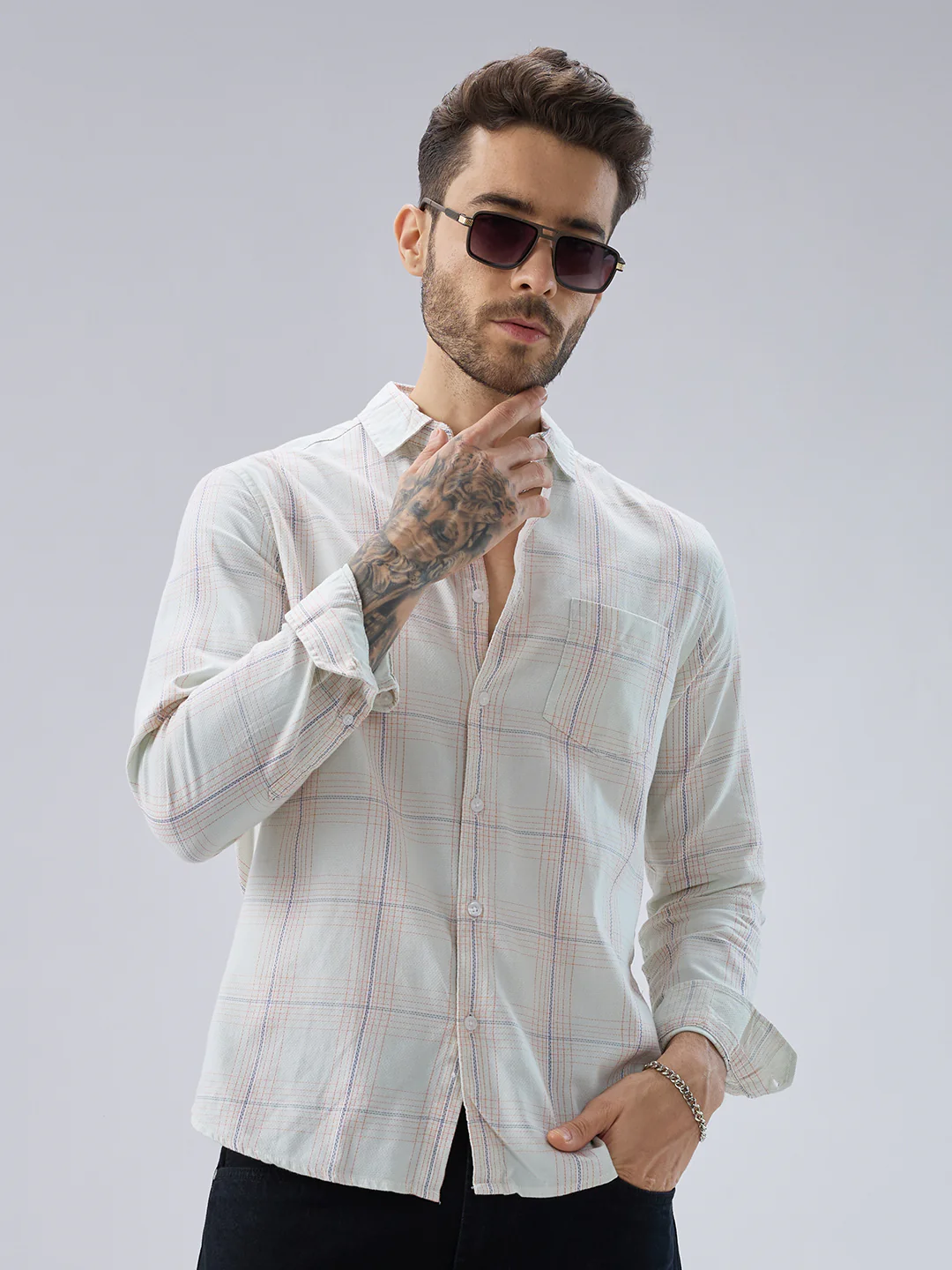 Pista Green Multi Checks Shirt