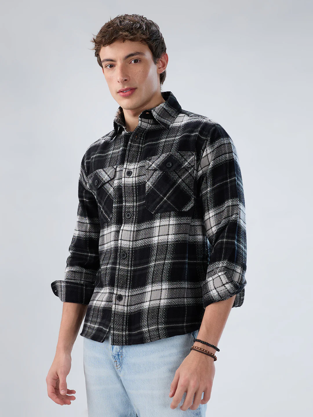 Premium Emerald Black Checks Twin Pocket Flannel Shirt - Image 6