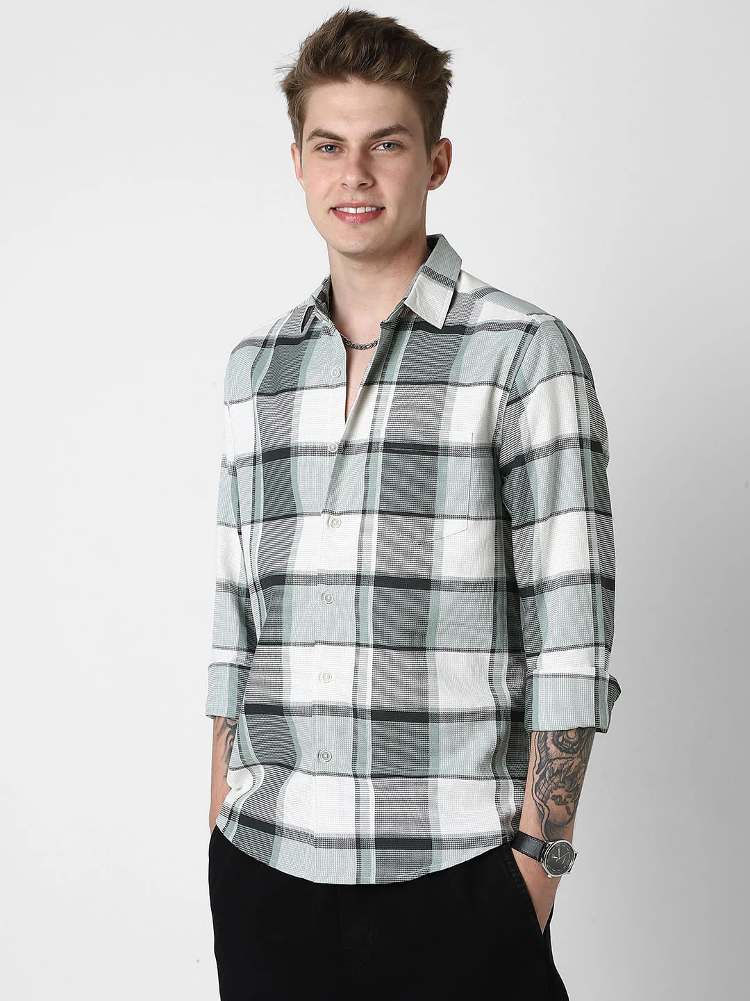 Premium Giza Cotton Dobby Checkered Shirt - Image 6
