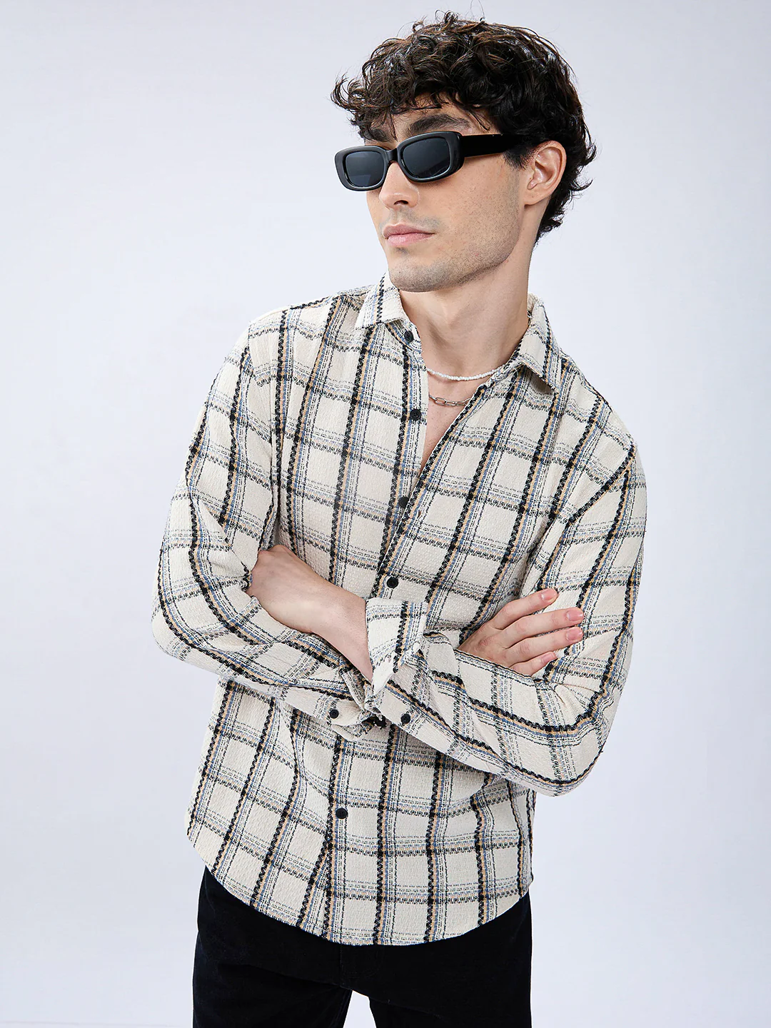 Rustic Crosshatch Plaid Checks Statement Shirt