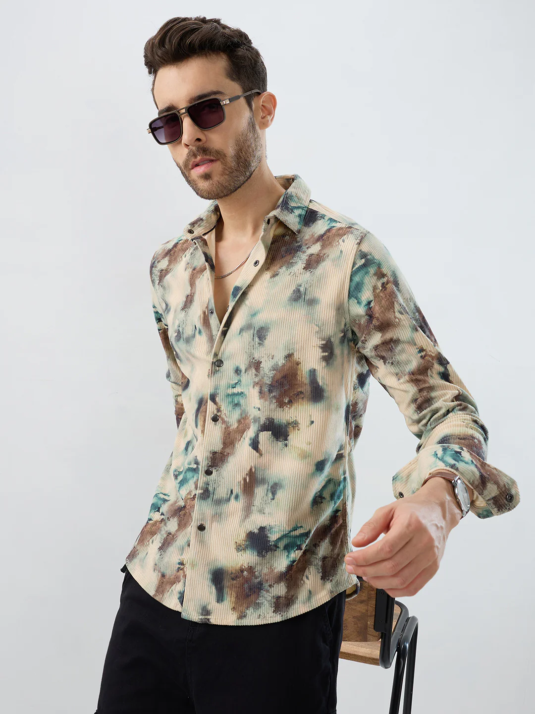 Sand Moss Multi-Tone Corduroy Shirt - Image 2
