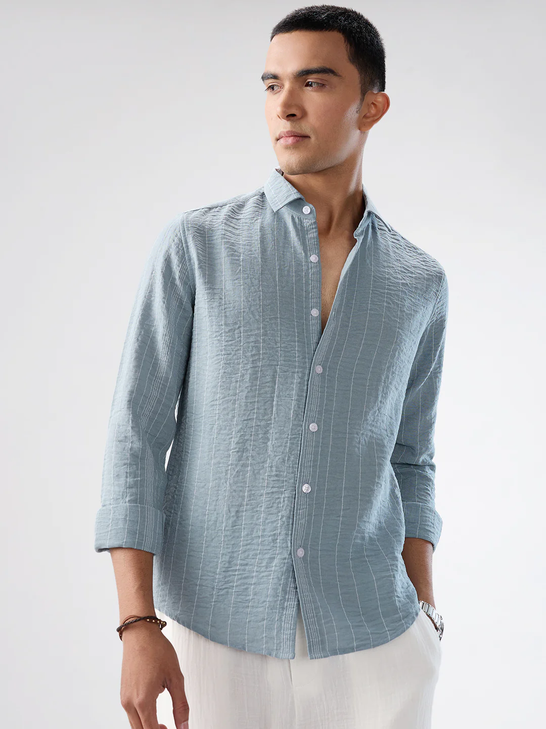 Schmick Dusty Teal Pinstripe Shirt - Image 4