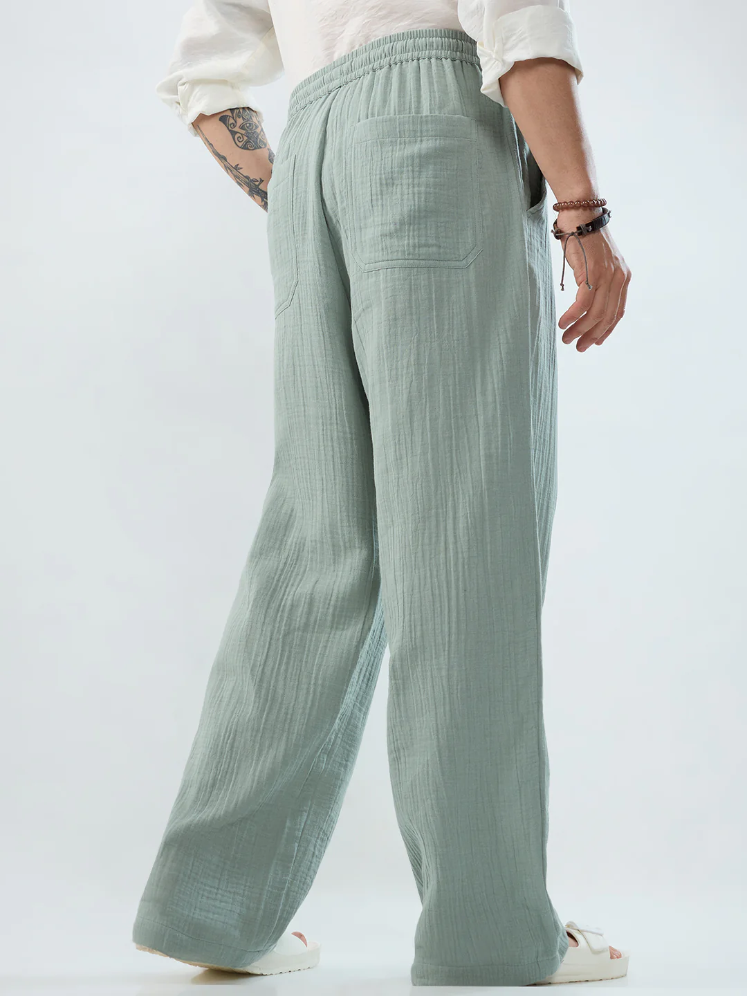 Seafoam Green Double Cloth Straight-Fit Trousers - Image 7
