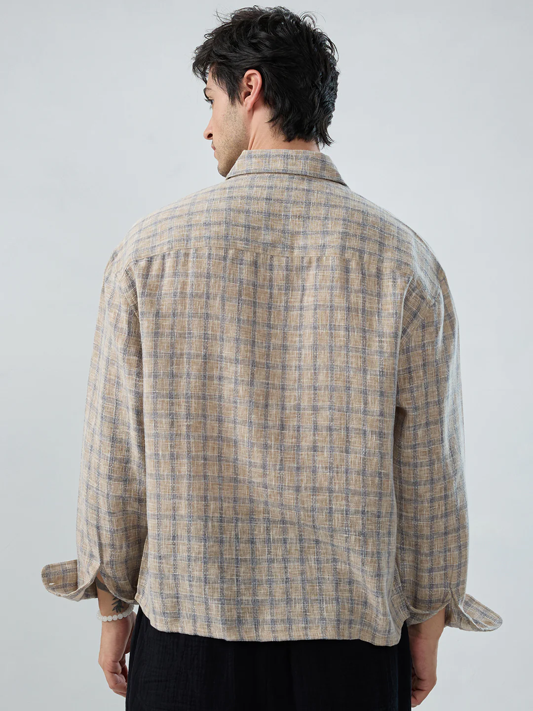 Seaside Beige Burlap Linen Blend Boxy Fit Crop Shirt - Image 7