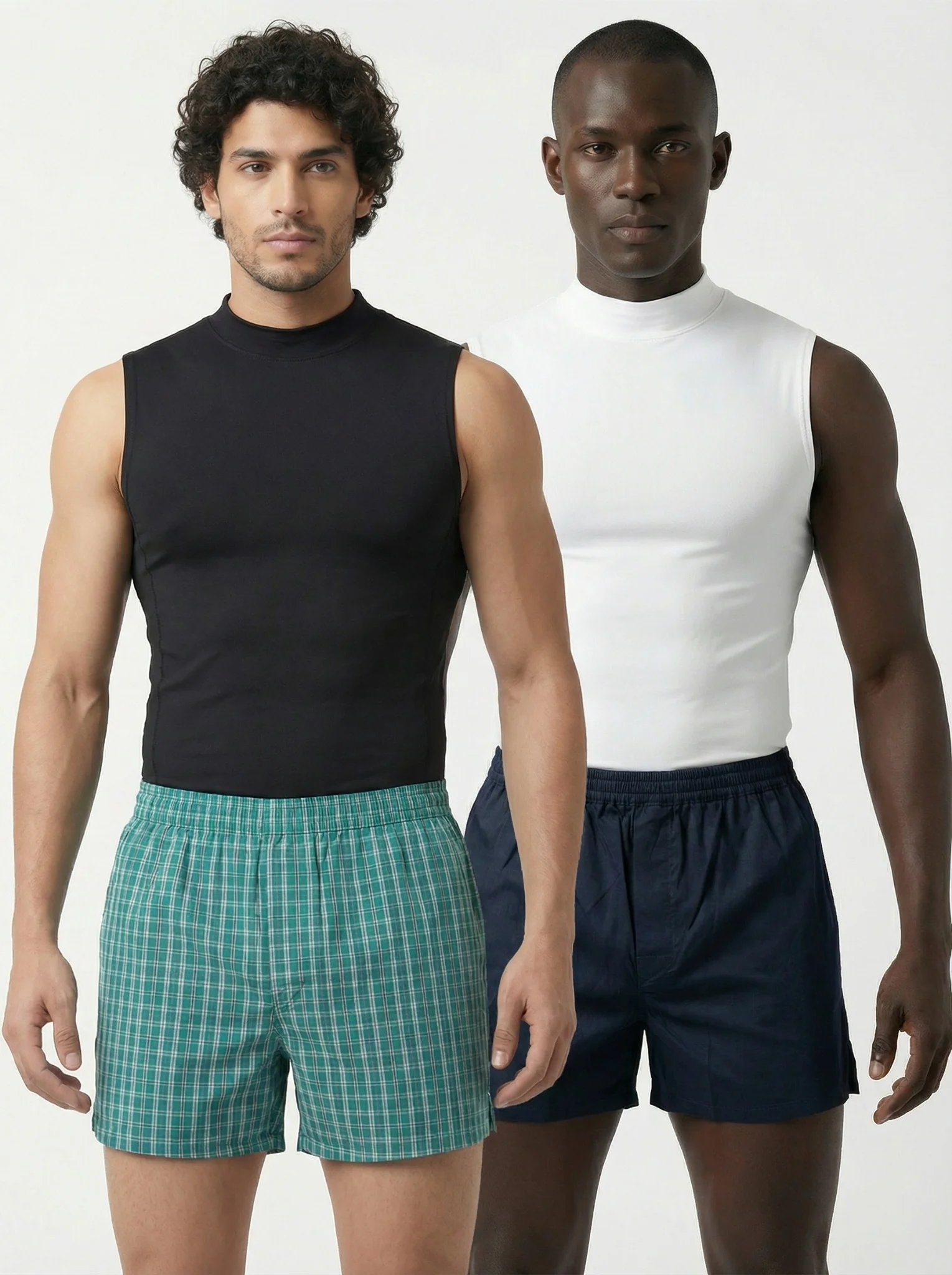 Shamrock Green Checks & Solid Navy Boxers