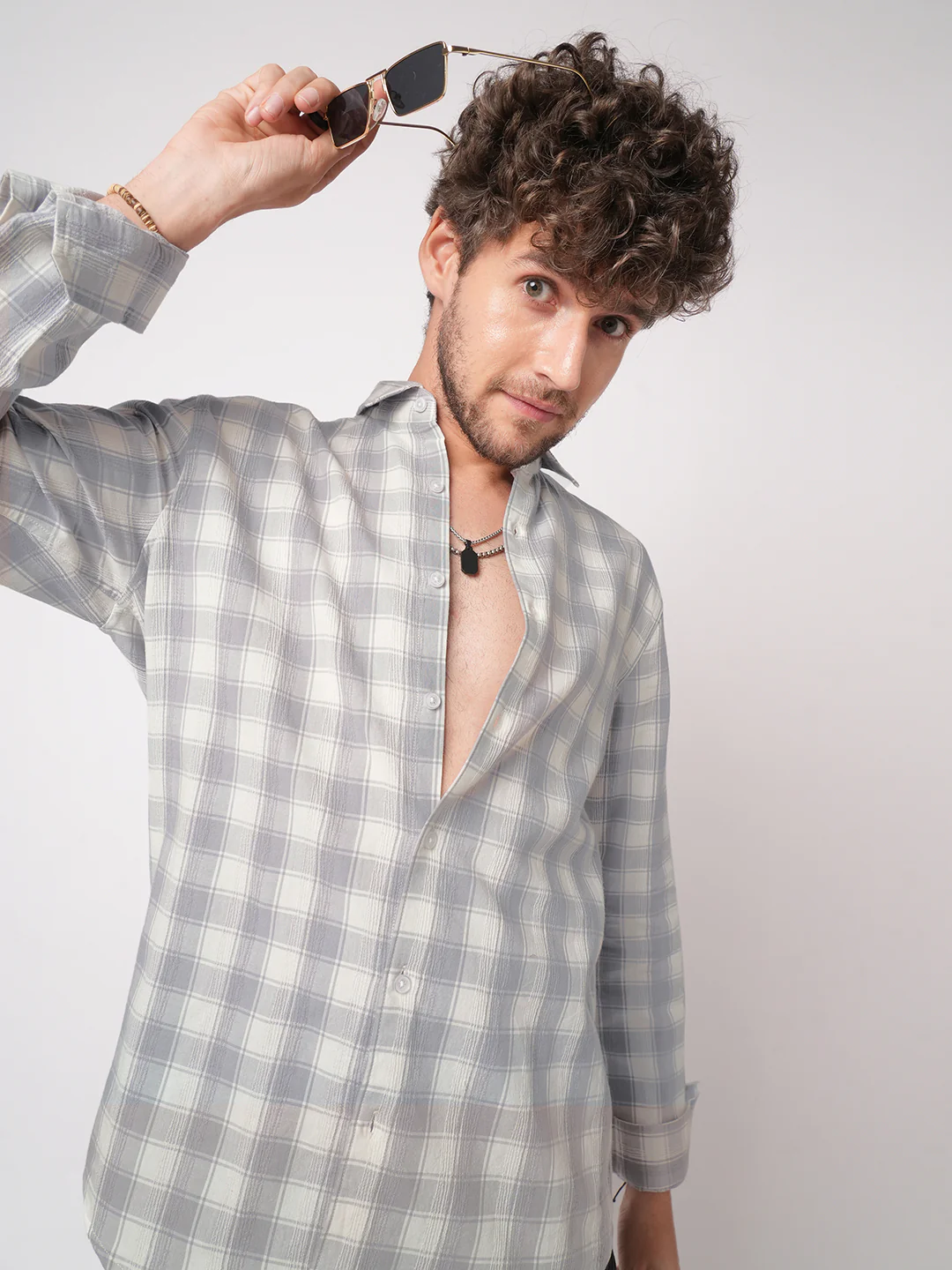 Silver Mist Premium Dobby Checks Shirt