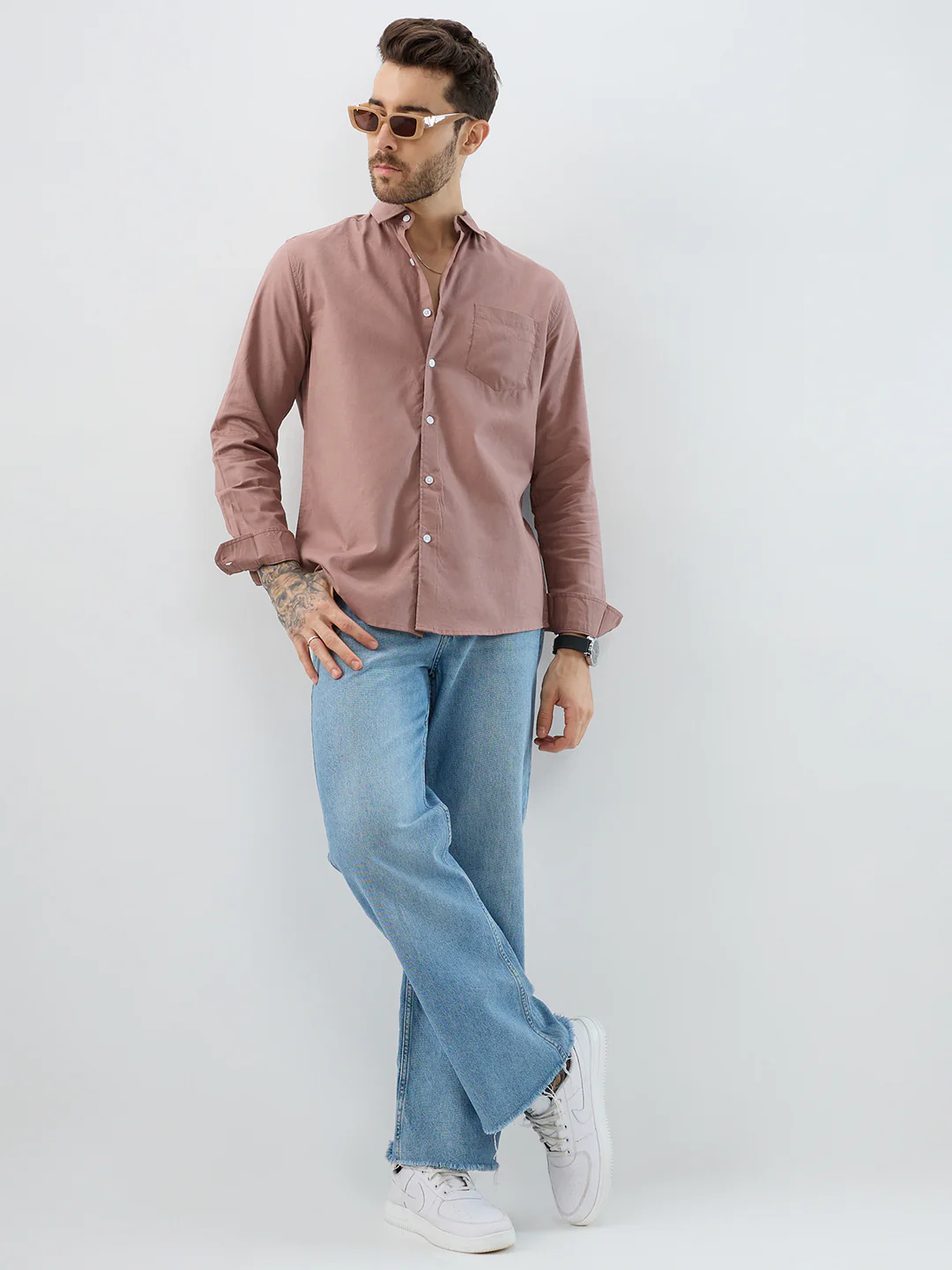 Terracotta Tone Brown Slub Shirt - Image 7