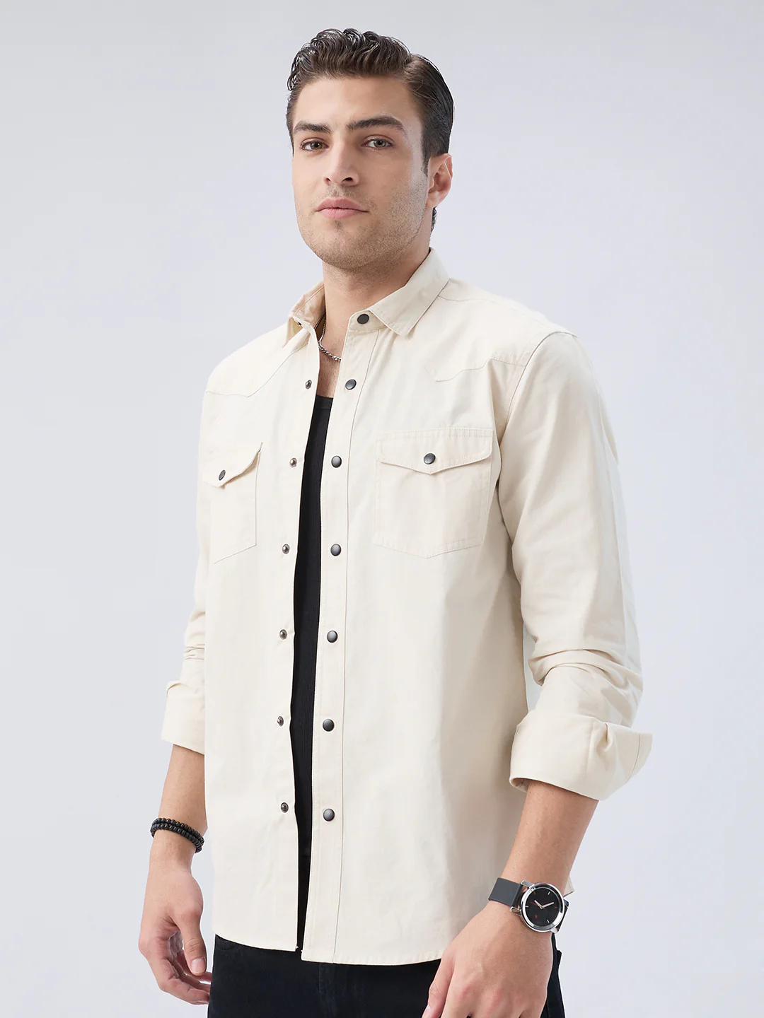 Vintage Cream Voyager Twin Flap Pocket Overshirt - Image 6