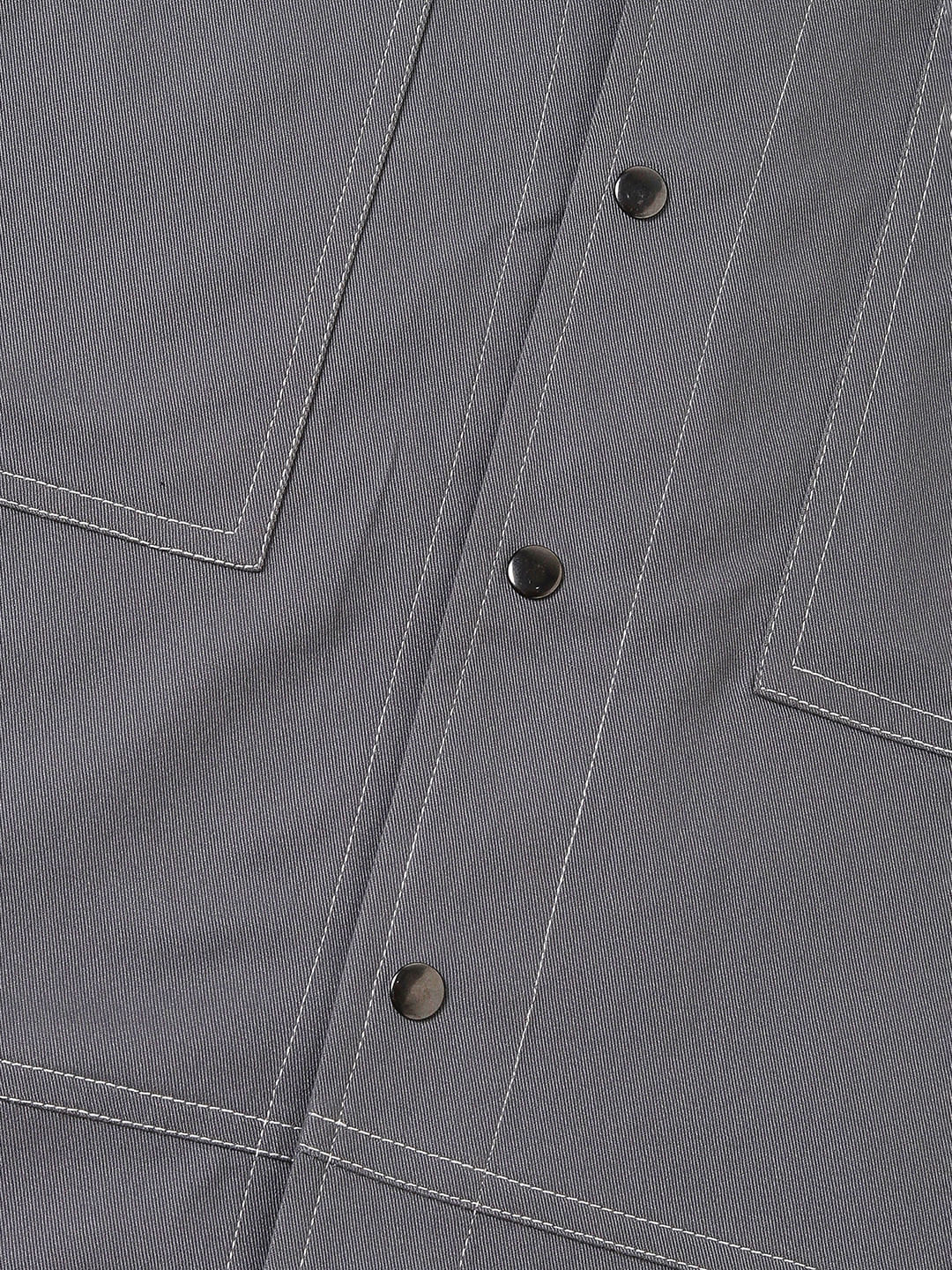 Vintage Grey Double Pocket Oversized Cropped Shirt - Image 9